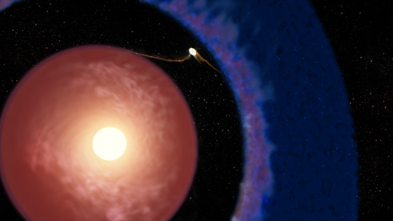 Artist's concept of Elias 2-24 b, the youngest known exoplanet, embedded in a gap of the dusty disk around its host star. The bright object inside the gap is the forming planet, pulling material from the disk edge. Credit: W. M. Keck Observatory / Adam Makarenko. Image source: NASA Science image asset page